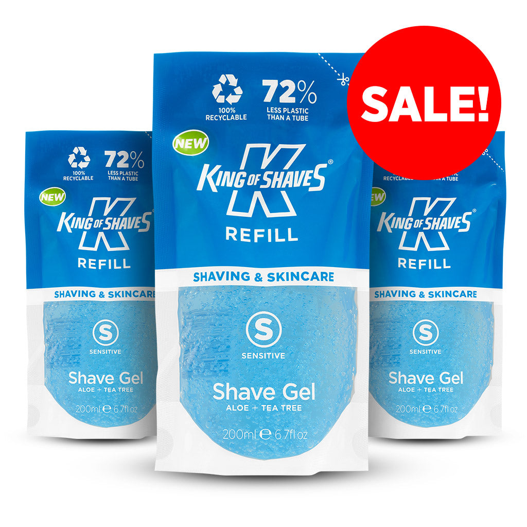 King of Shaves Sensitive Shave Gel Refill Pouch (200ml) x 3