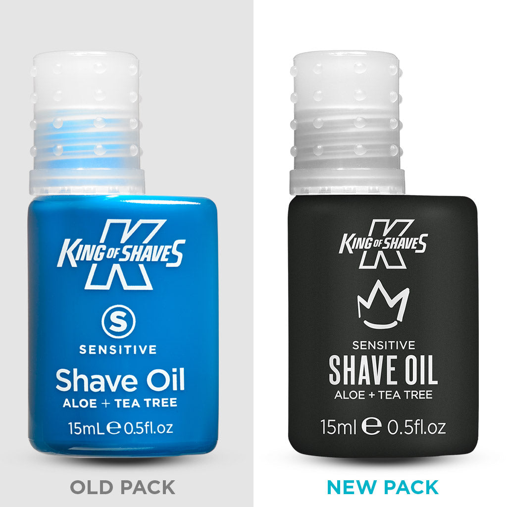Sensitive Shave Oil previous pack and new bottle