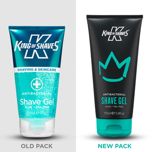 King of Shaves Antibacterial Shave Gel old pack and new pack