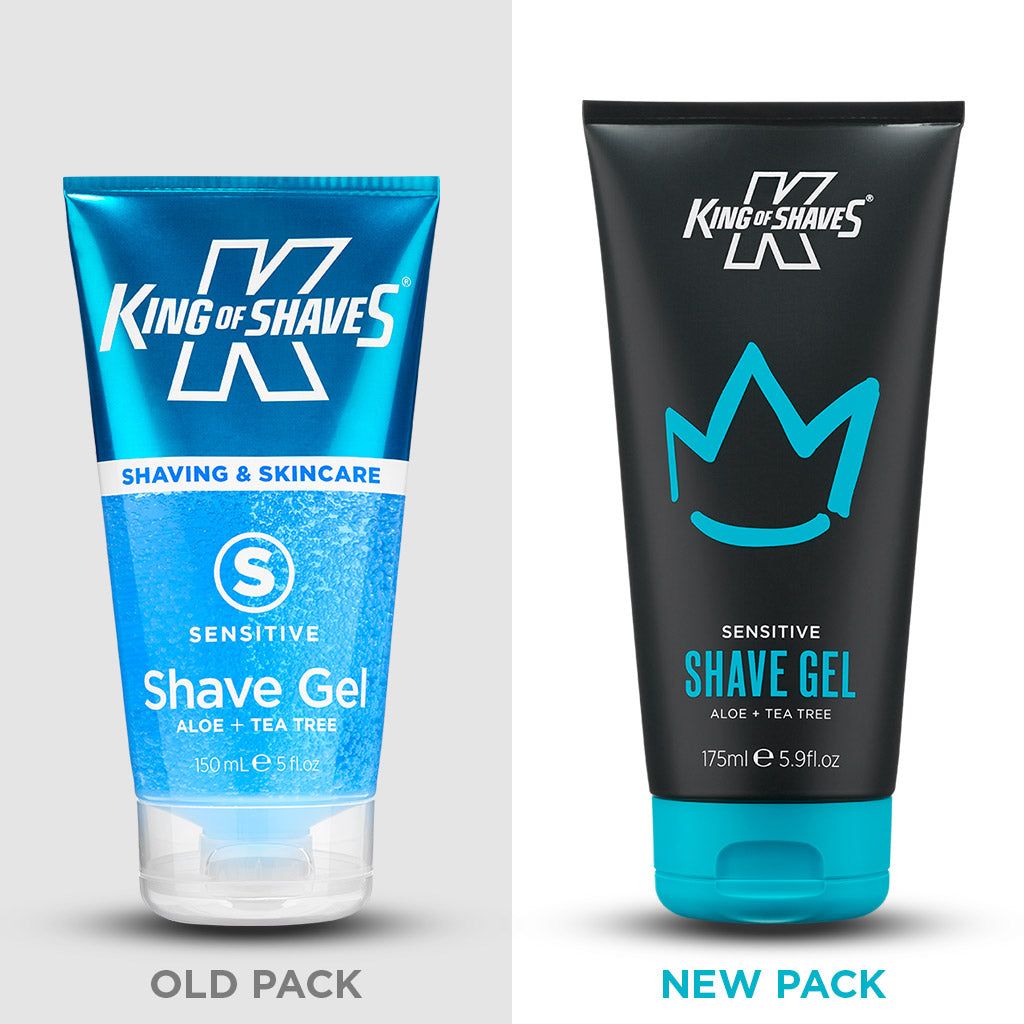 King of Shaves Sensitive Shave Gel old pack and new pack