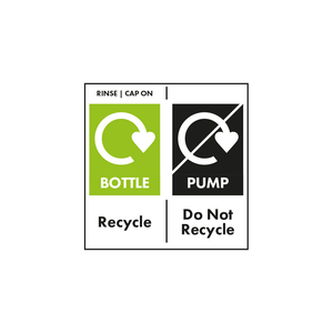 Bottle with cap on widely recycled. Sorry, pump not yet recycled. Please separate and recycle where possible.
